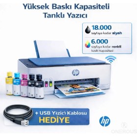 Resim Hp Wi-Fi Destekli Renkli Akıllı Tanklı Yazıcı Kablosuz Fotokopi ve Tarama Özellikli Çok Fonksiyonlu Yüksek Kapasiteli Ev ve Ofis Cihazı 