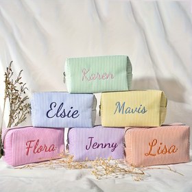 Resim Benzersiz Çizgili Seyahat Tuvalet Çantası Fermuarlı - Kişiselleştirilmiş İsim Nakış, Dayanıklı Polyester Kozmetik Organizatör Seyahat, Okul, Yurt veya Ev Kullanımı için | Eğlenceli Tasarım, Taşınabilir Makyaj Çantası Güvenli Fermuar Kapatma, Tuvalet Seyahat Çantası, Yurt Odası Gereksinimleri, Eğlenceli Tasarım, Sağlam Fermuar Kapatma, Kişiselleştirilmiş Makyaj Çantası, Makyaj Çantası, Makyaj Çantası, Nakışlı Çanta 