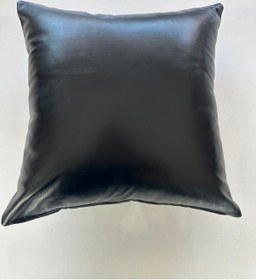 Resim Çift Taraflı Gerçek Deri Yastık Kılıfı 40x40 4'lü Siyah 