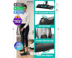 Resim Navpro Buharlı Temizlik Makinası 2445 W Beyaz Renk Ev ve Ofis Temizliği için Aksesuarlar 