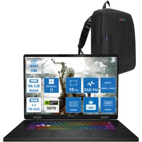 Resim Msı Crosshaır 18 Hx Aı A2XWGKG-032XTR Intel Core Ultra 9-275HX Aı 96GB 1TB Ssd+1TBssd 8GB/RTX5070 Gddr7 115W 18''2.5k (2560 x 1600, Wqxga) 240Hz Windows 11 Home Gaming Laptop W032XTRH44 