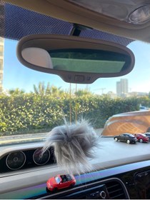 Resim S&E TASARIM Gri Tüy Ponpon Dikiz Süsü Gold Zincir Gri Ponpon Dikiz Süsü Gri Dikiz Süsü 