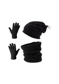 Resim Axe Sportswear Erkek Kışlık Polar Eldiven - İpli Bere Olabilen Boyunluk 3'lü Set 