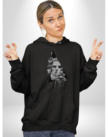 Resim Poseidon Felsefe Kadın Erkek Siyah Kapüşonlu Sweatshirt Hoodie Siyah 