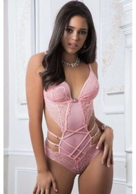 Resim New Dreams Modern Tarz Dantelli Şık Elegant Tasarım Lacivert Jartiyer Gecelik Set Pembe 
