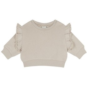 Resim Antebies Organik Bej Dantel Detaylı Fırfırlı Manşetli Kız Bebek Sweatshirt Krem 