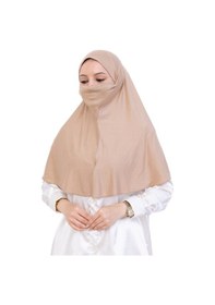Resim Modish Group Hazır Başörtüsü Pratik İslami Giyim Penye Peçeli Türban Namaz İçin Yumuşak Eşarp Koyu Vizon 