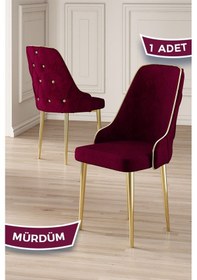 Resim Canisa Krax Serisi, 1.sınıf Babyface Kumaş Mutfak Sandalyesi, Gold Metal Ayak 1 Adet Mürdüm Sandalye Sandalye Mürdüm Ayaklar Gold 