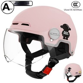 Resim Danrimaoyi Ayarlanabilir Baş Çevresi Kısa Erkek Ve Kadın Güneş Korumalı Dört Mevsim Araç Açık Yarım Kask Mat Pembe 
