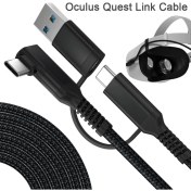 Resim Zljnx Quest 2 ve Quest 16FT 5m Pc Vr Için 2'si 1 Arada Quest Oculus Link Sanal Gerçeklik Kulaklık Kablosu (Yurt Dışından) 