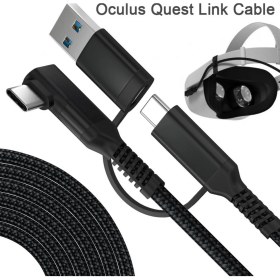 Resim Zljnx Quest 2 ve Quest 16FT 5m Pc Vr Için 2'si 1 Arada Quest Oculus Link Sanal Gerçeklik Kulaklık Kablosu (Yurt Dışından) 