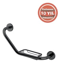 Resim Çelik Banyo Paslanmaz Pirinç Flora Küvet Tutamağı Süngerlikli 40cm Mat Siyah 