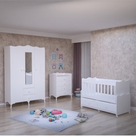 Resim Garaj Home Unisex Bebek Beyaz Oda Takımı 