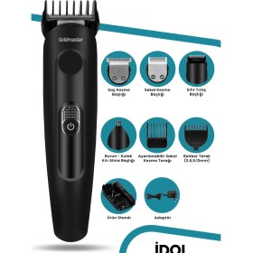 Resim Goldmaster Idol Paslanmaz Çelik Bıçaklı Hızlı Şarj Özellikli 11IN1 Erkek Bakım Seti GM8173 