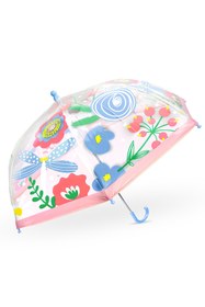 Resim Denokids Çiçek Desenli Kız Çocuk Şeffaf Şemsiye 