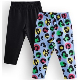 Resim Denokids Kız Çocuk Siyah Leopar 2'li Tayt Renkli Çok Renkli 