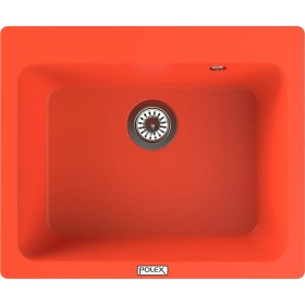 Resim POLEX Cristalüx Granit Evye P-N60 Turuncu Tezgah Altı Ve Tezgah Üstü Kare Mutfak Evyesi 61,5x51,8cm 