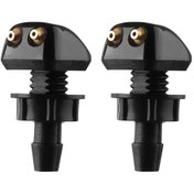 Resim Siyah-1 Çift Araba Ön Cam Yıkama Silecek Memesi Püskürtücü Evrensel Otomobil Cam Yıkama Memeleri Yedek Aksesuarlar 