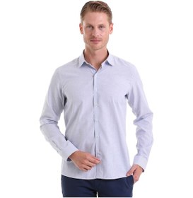 Resim Hatemoğlu Lacivert Ç. Comfort Fit Çizgili Pamuklu Slim Yaka Uzun Kollu Casu Lacivert 