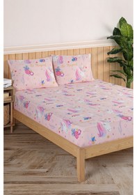 Resim Pes Lastikli Çarşaf Seti Çift Kişilik Magical Pembe Pembe 