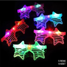 Resim Işıklı Yıldız Şekilli Led Parti Gözlüğü 5 Renk 6 Lı Set Tüm Yaşlar 