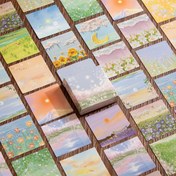 Resim 46 Sayfa Yağlı Boya Çıkartmaları - Güzel Manzara Scrapbook Dekoratif Çıkartmalar, Kendinden Yapışkanlı Kare Kağıt Çıkartmaları DIY Scrapbooking, Bullet Journaling, Atık Dergi El Sanatları ve Fotoğraf Albümü Dekoru için, Günlük Süsleme | Pastel Tonlar | Tek Kullanımlık Etiketler, Scrapbook Çıkartmaları 