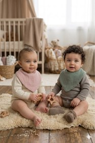Resim Olivo Mini Yenidoğan Bebek Fular/Önlük Pudra 4 kat müslin 