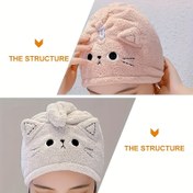 Resim Sevimli Kedi Tasarımı Kadınlar için Hızlı Kuruyan Saç Havlu Sarma - Yumuşak Emici Polyester, Uzun Kıvırcık Saçlar için Kokusuz, Çok Renkli, Banyo Havlu Aksesuarı 