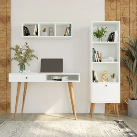 Resim Bimossa U5010 Janus Raflı Kitaplıklı Çalışma Masası Beyaz 