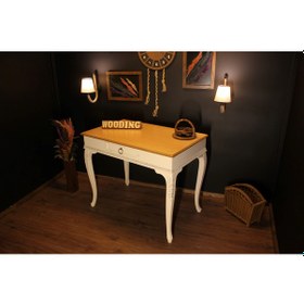 Resim Wooding 100 Cm Masif Naturel Krem Oymalı Çalışma Masası 