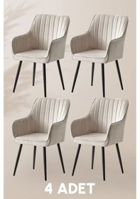Resim Nova Sandalye - Babyface Krem - Metal Siyah Ayak 4 Adet Krem 