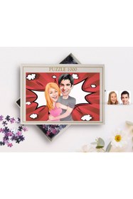 Resim Bk Gift Kişiye Özel Sevgililer Karikatürlü 1000 Parça Profesyonel Puzzle-86 