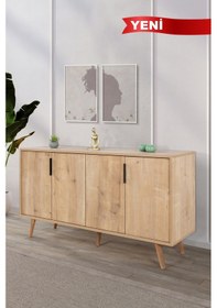 Resim 4514 Sırma 150 Cm Ahşap Ayaklı , Metal Kulplu Konsol , Safir , Salon , Oturma Odası , Tv Ünitesi Safir 