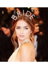Resim Bekarlığa Veda Mega Boy Kristal Taşlı Gümüş Bride Taç Gelin Tacı 20x21 Cm 