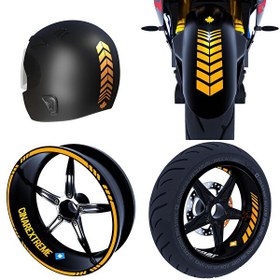 Resim Moto Rider Taksi Sarısı İç Dış Jant Şeridi Kask ve Çamurluk 4'lü Sticker Seti 