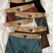 Resim 6 Adet Erkek Boxer Külot - Yumuşak Nefes Alabilen Polyester İç Çamaşırı, Günlük Konfor için Orta Esneklikte Düz Renkli Külotlar, 6 Renk (Bej/Beyaz/Gri/Lacivert/Kahverengi/Siyah) - Günlük & Rahat Giyim, Şık İç Çamaşır Tasarımı, Orta Esneklik 