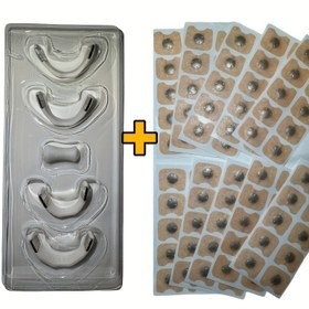 Resim 50/100 manyetik çıkartma + 4 burun klipsi + 1 manyetik geri alma cihazı - Burun genişletici, dış burun bantları, manyetik burun bandı, burun nefes uzatıcı, erkek ve kadınlar için uygun, beyaz set 