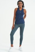 Resim TOMMY LIFE İndigo Yırtmaç Detaylı O Yaka Sıfır Kollu Standart Kalıp Kadın Spor Atlet - 97256 