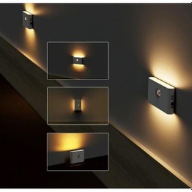 Resim Ulzyvf Sensörlü Şarjlı Led Kablosuz Harekete Duyarlı Dekoratif Ceviz Aplik Lamba Bd Ceviz 