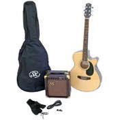Resim SX SA3 Solak Elektro Akustik Gitar Seti (Natural) 