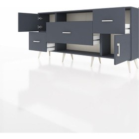 Resim Arges Konsol 2 Raflı 3 Çekmeceli 2 Kapaklı 176x30x83 Antrasit-antrasit/antrasit Antrasit/antrasit 
