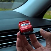 Resim 1 adet Lightning McQueen Araba Dekoru - Kırmızı ve Beyaz Plastik Gösterge Paneli Süsü, Karikatür Tasarımıyla Şık İç Mekan ve Araba Merkezi Konsol Aksesuarı, Eğlenceli Tasarım, Dayanıklı Plastik 