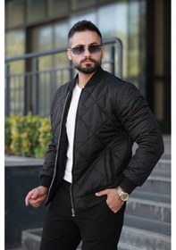 Resim Şık Unisex Kapitone Dar Kalıp Old Money Kolej Ceket - Zamansız Ve Konforlu Stil Siyah Kptne 