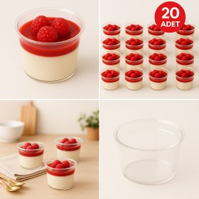 Resim DİYA3 20'Lİ Yuvarlak Mika Kase Plastik Şeffaf Kapaksız Sunum Kabı 250 Cc Adet Tatlı & Meze Ve Salata Kap 