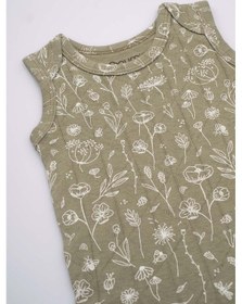 Resim Boumini Kolsuz Çıtçıtlı Atlet Müslin Bebek Body Wild Flowers Yeşil - Yeşil 