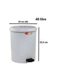 Resim Omnipazar Sy-4219 Gri Pedallı Yuvarlak Çöp Kovası İç Kovalı 40 Litre Gri 
