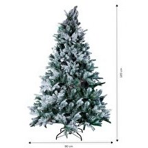 Resim New Year Yılbaşı Karlı ve Kozalaklı Yılbaşı Çam Ağacı 120 Cm 