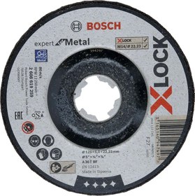 Resim Bosch - X-LOCK - 125*6,0 mm Expert Serisi Bombeli Metal Taşlama Diski (Taş) 