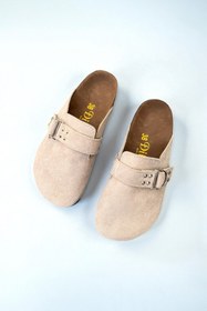 Resim Dilesa Bej Zımba Detaylı Premium Süet Terlik 