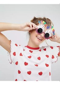 Resim Himarry Happy Birthday Yazılı Beyaz Fuşya Renk Parti Gözlüğü 12x7 Cm 